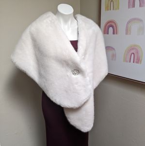 White Faux Fur Shawl